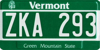 VT license plate ZKA293