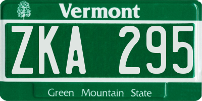 VT license plate ZKA295