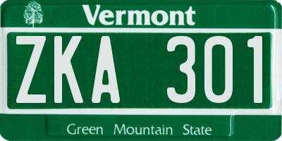 VT license plate ZKA301