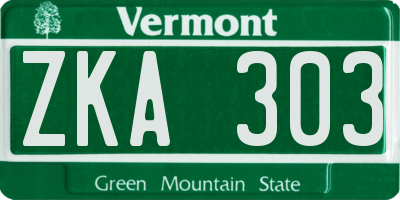 VT license plate ZKA303