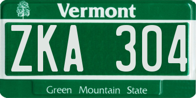 VT license plate ZKA304