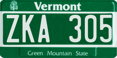 VT license plate ZKA305