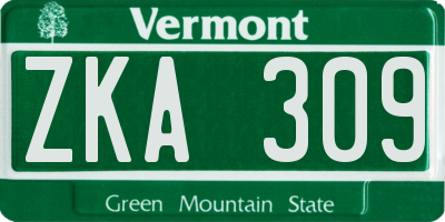 VT license plate ZKA309