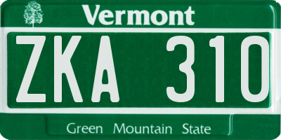 VT license plate ZKA310