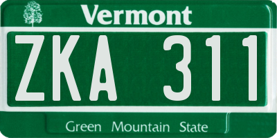 VT license plate ZKA311