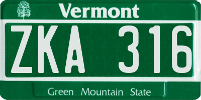 VT license plate ZKA316