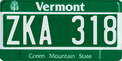 VT license plate ZKA318