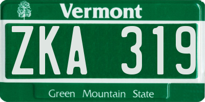VT license plate ZKA319
