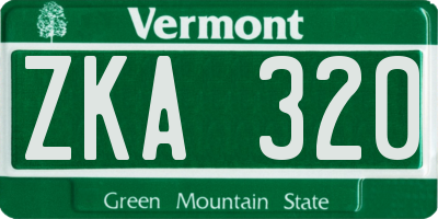 VT license plate ZKA320