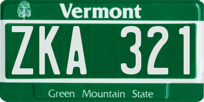 VT license plate ZKA321