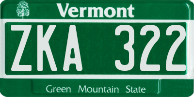 VT license plate ZKA322