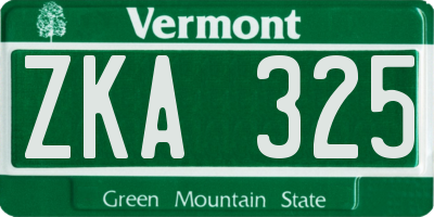 VT license plate ZKA325