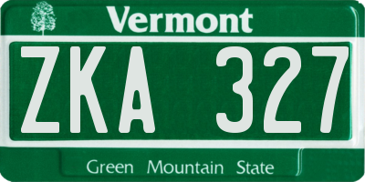 VT license plate ZKA327