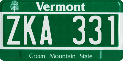 VT license plate ZKA331
