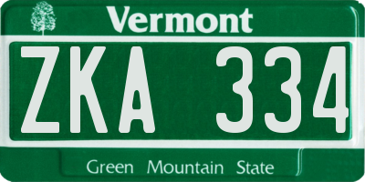 VT license plate ZKA334