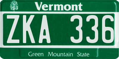 VT license plate ZKA336