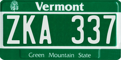 VT license plate ZKA337