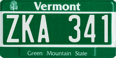 VT license plate ZKA341