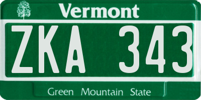 VT license plate ZKA343