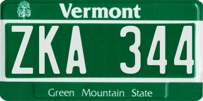 VT license plate ZKA344