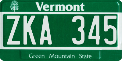 VT license plate ZKA345