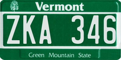 VT license plate ZKA346