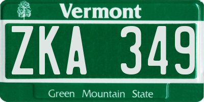 VT license plate ZKA349