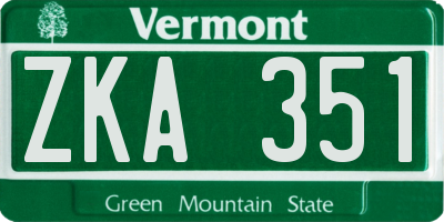 VT license plate ZKA351