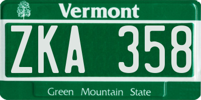 VT license plate ZKA358