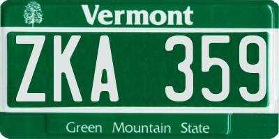 VT license plate ZKA359
