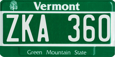 VT license plate ZKA360