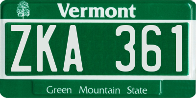 VT license plate ZKA361