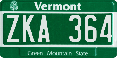 VT license plate ZKA364