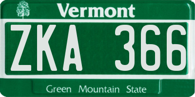 VT license plate ZKA366