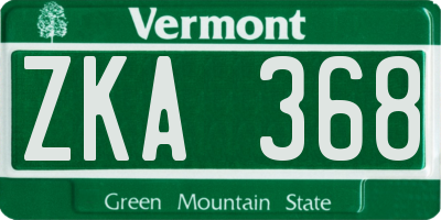 VT license plate ZKA368