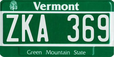 VT license plate ZKA369