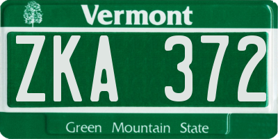 VT license plate ZKA372