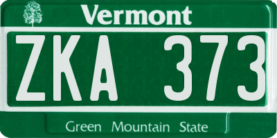 VT license plate ZKA373