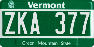 VT license plate ZKA377