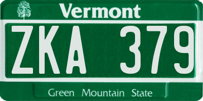 VT license plate ZKA379