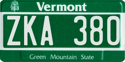 VT license plate ZKA380