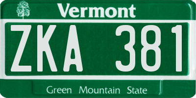 VT license plate ZKA381