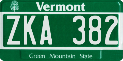 VT license plate ZKA382