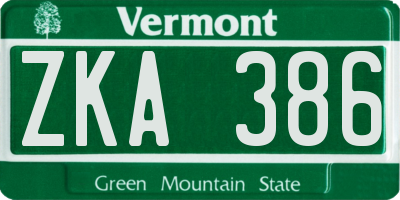 VT license plate ZKA386