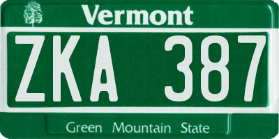 VT license plate ZKA387
