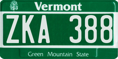 VT license plate ZKA388