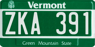 VT license plate ZKA391