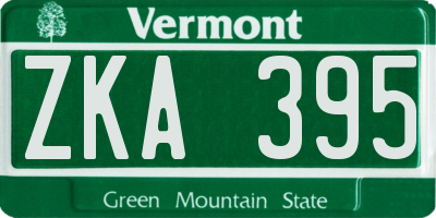 VT license plate ZKA395