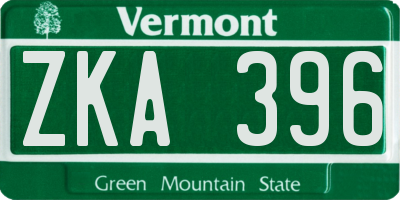 VT license plate ZKA396