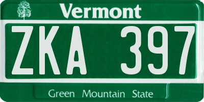 VT license plate ZKA397